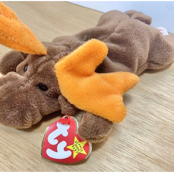 CHOCOLATE the Moose, TY Beanie Babies, attached Hangtag, 1993, Retired, Vintage - Picture 4 of 6
